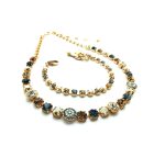 Jewelry Set By Mariana Woman Necklace and Bracelet Champagne and Amber Swarovski Crystals