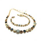 Jewelry Set By Mariana Woman Necklace and Bracelet Champagne and Amber Swarovski Crystals