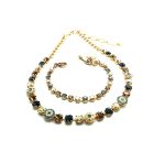 Jewelry Set By Mariana Woman Necklace and Bracelet Champagne and Amber Swarovski Crystals - Image 2