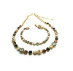Jewelry Set By Mariana Woman Necklace and Bracelet Champagne and Amber Swarovski Crystals - Image 3