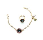 Mariana Jewelry Set Bracelet and Ring Light Rose & Silver Night Austrian Crystals Madagascar Africa Coll.