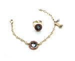 Mariana Jewelry Set Bracelet and Ring Light Rose & Silver Night Austrian Crystals Madagascar Africa Coll. - Image 2