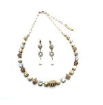 Jewelry Set By Mariana Barbados Caribbean Life Coll. Necklace & Earrings Opal, Golden ,Pearl & Topaz Austrian Crystals - Image 2