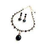 Mariana Jewelry Set Necklace & Earrings Black ,Clear, Black Diamond Austrian Crystals Checkmate Cocktail Hour Coll-RG