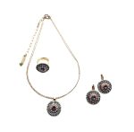 Mariana Jewelry Set Necklace Ring and Earrings Greys & Pinks Austrian Crystals Madagascar Africa Coll. - Image 2
