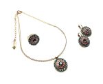 Mariana Jewelry Set Necklace Ring and Earrings Greys & Pinks Austrian Crystals Madagascar Africa Coll. - Image 3