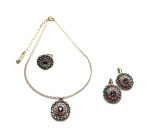 Mariana Jewelry Set Necklace Ring and Earrings Greys & Pinks Austrian Crystals Madagascar Africa Coll.