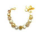 Mariana Bracelet Kalahari Africa Coll. White Shell Mineral & Whites & Clears Austrian Crystals Yellow Gold