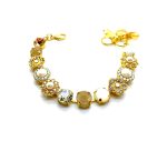 Mariana Bracelet Kalahari Africa Coll. White Shell Mineral & Whites & Clears Austrian Crystals Yellow Gold - Image 3