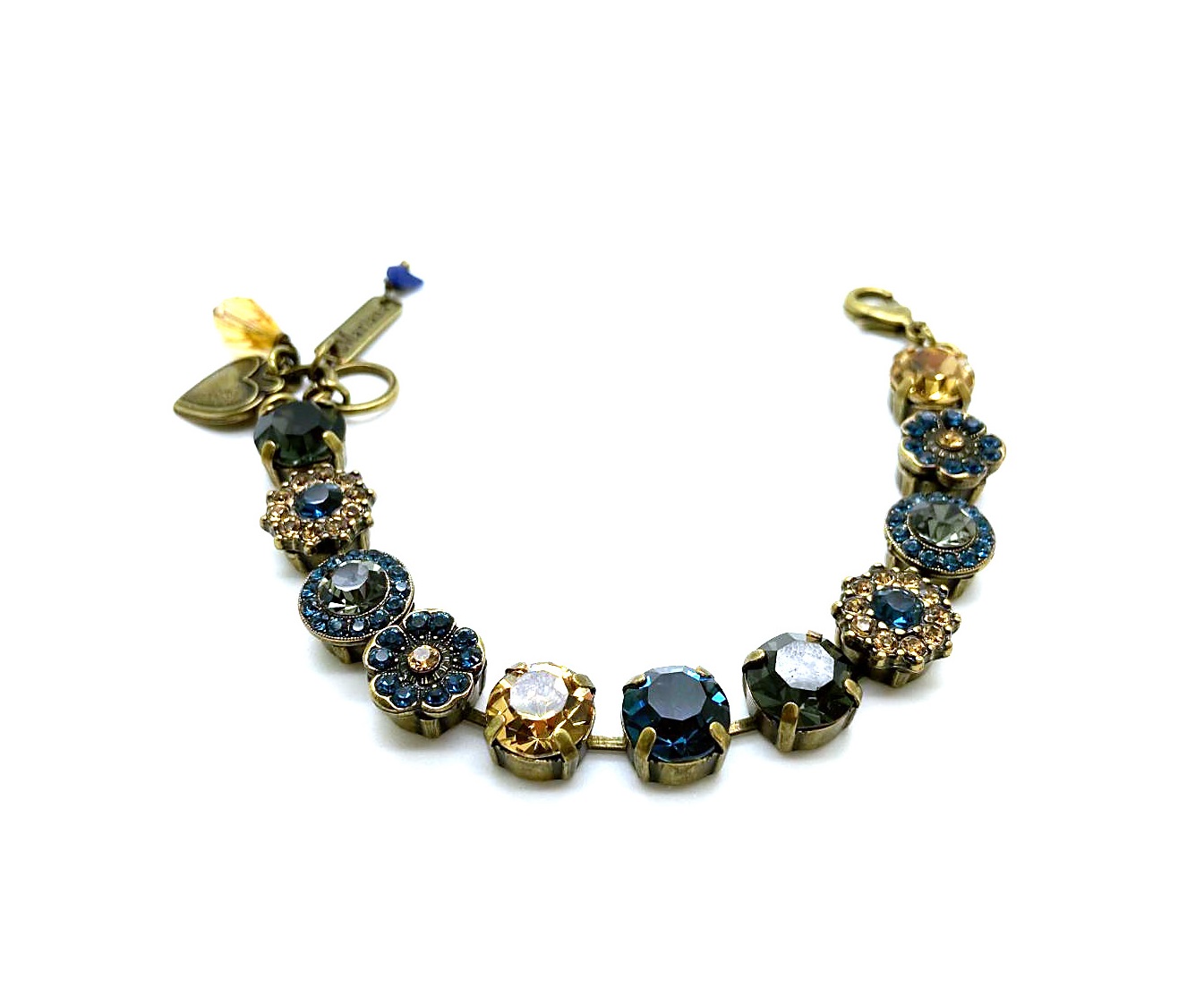 B-4084-2076-AG (3) Mariana Bracelet Gorgeous Blues, Blacks & Golden Shadow Austrian Crystals My Treasures Coll. - Image 1