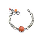 Mariana Bracelet Silver Plated & Round Dolomite Coral Mineral My Treasures Coll.