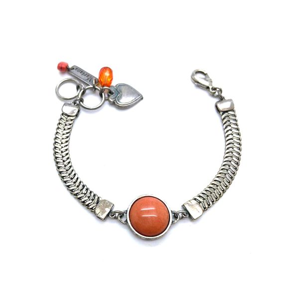 Mariana Bracelet Silver Plated & Round Dolomite Coral Mineral My Treasures Coll.