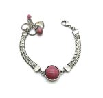 Mariana Bracelet Round Rhodonite Mineral in Silver Plated Engraved Guardian Angel My Treasures Coll. - Image 2