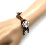 Mariana Bracelet Leather Floral AB, Clear & Pearl Swarovski Crystals My Treasures Coll. - Image 2