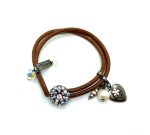 Mariana Bracelet Leather Floral AB, Clear & Pearl Swarovski Crystals My Treasures Coll.
