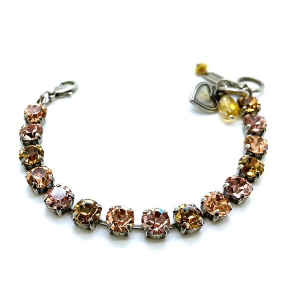 Mariana Bracelet Lovely Pink Champagne & Honey Amber Austrian Crystals Golden Tulips Gypsy Soul Coll.