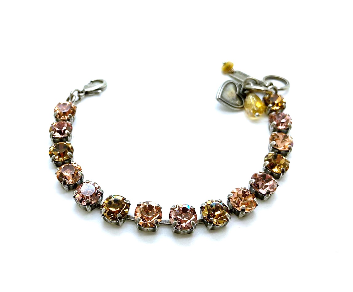 B-4252-3192-SP (3) Mariana Bracelet Lovely Pink Champagne & Honey Amber Austrian Crystals Golden Tulips Gypsy Soul Coll. - Image 1
