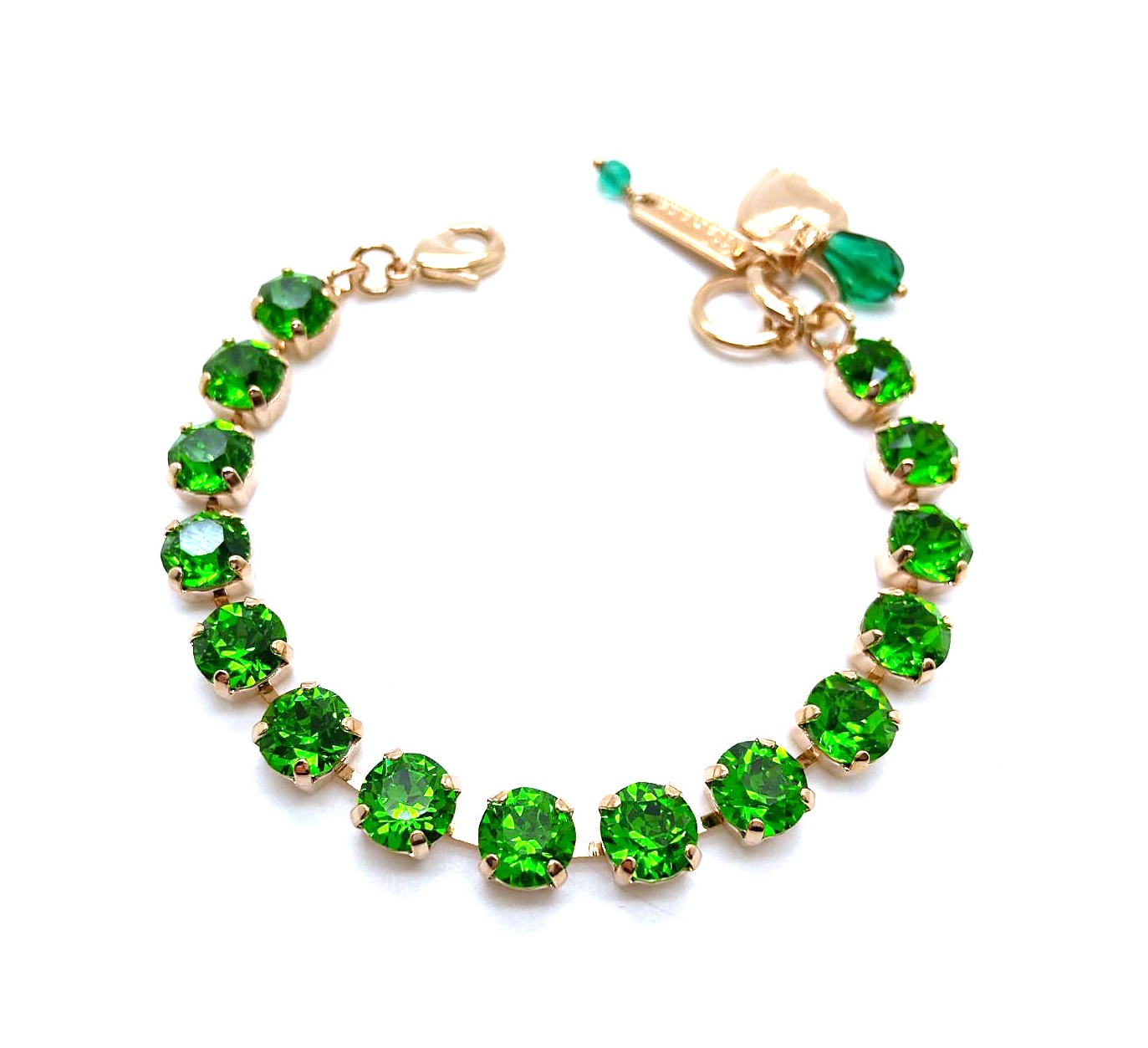 B-4252-373373-RG (3) Bracelet By Mariana Woman Beautiful Fern Green Swarovski Crystals - Image 1