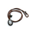Mariana Bracelet Leather w/ Oval Epidote Minerals & Charms My Treasures Coll. - Image 3