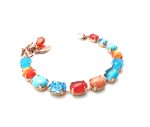 Mariana Bracelet Serengeti Africa Coll. Turquoise & Coral Minerals w/ Colorful Austrian Crystals - Image 3
