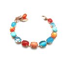 Mariana Bracelet Serengeti Africa Coll. Turquoise & Coral Minerals w/ Colorful Austrian Crystals - Image 2