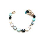 Mariana Bracelet White Shell & Turq Minerals w/ Blacks & Clear Austrian Crystals Zanzibar Africa Coll. - Image 2