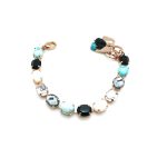 Mariana Bracelet White Shell & Turq Minerals w/ Blacks & Clear Austrian Crystals Zanzibar Africa Coll. - Image 3