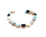 Mariana Bracelet White Shell & Turq Minerals w/ Blacks & Clear Austrian Crystals Zanzibar Africa Coll.