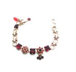 Bracelet By Mariana Stunning Floral in Reds Swarovski Crystals - Image 2