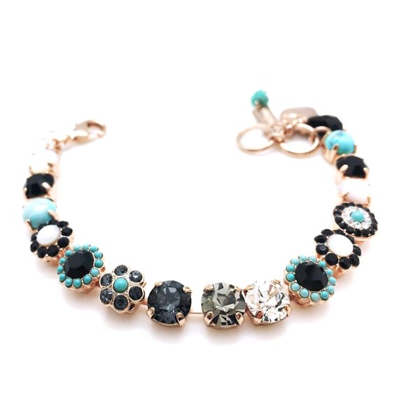 Bracelet By Mariana Woman Beautiful Turquoise, Shell Mineral and Black Swarovski Crystals-RG