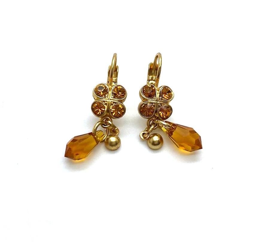 E-1004-1004-YG6 (3) Earrings By Mariana Woman Cute Butterfly Topaz Swarovski Crystals - Image 1