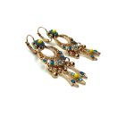 Mariana Earrings Chandelier Blues & Yellows Austrian Crystals Jasmine East Meets West Coll. - Image 3