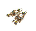 Mariana Earrings Chandelier Blues & Yellows Austrian Crystals Jasmine East Meets West Coll. - Image 2