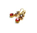Mariana Earrings Ribbon Dangling Padparadscha, Clear & Jet Austrian Crystals Pomegranate Silk Road Coll. - Image 2