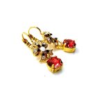 Mariana Earrings Ribbon Dangling Padparadscha, Clear & Jet Austrian Crystals Pomegranate Silk Road Coll. - Image 3