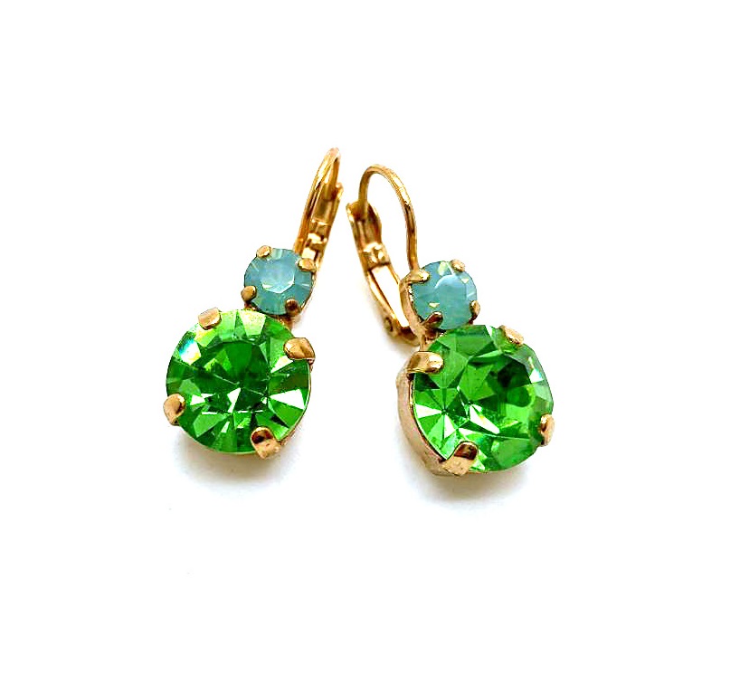 E-1037-390-RG6 (2) Mariana Earrings Gorgeous Greens Austrian Crystals My Treasures Coll. - Image 1