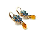 Mariana Earrings Clover Beaded Caribbean Opal, Ocean Blue & Amber Austrian Crystals Jasmine East Meets West Coll. Rose Gold - Image 2