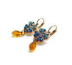 Mariana Earrings Clover Beaded Caribbean Opal, Ocean Blue & Amber Austrian Crystals Jasmine East Meets West Coll. Rose Gold - Image 3