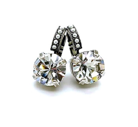 Earrings By Mariana Woman Radiant Clear and Cream Pearl Swarovski Crystals