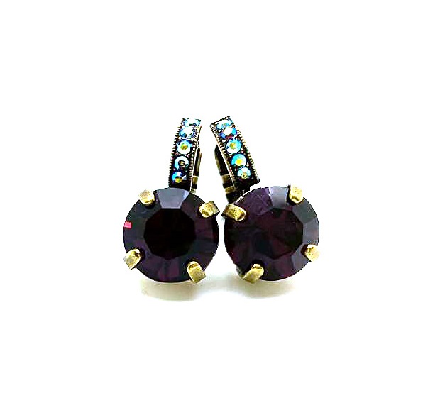E-1056-204-AG6 (2) Earrings By Mariana Woman Fab Amethyst and AB Swarovski Crystals - Image 1