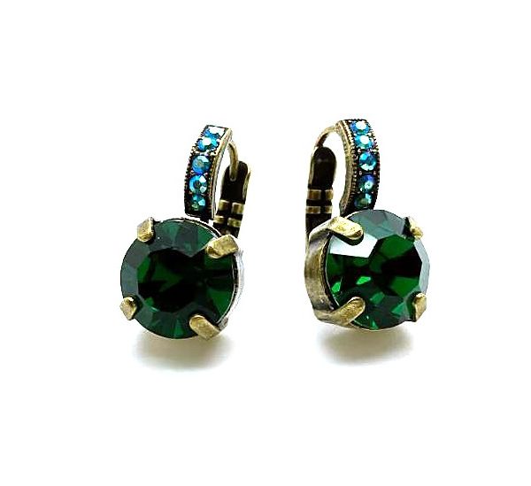 Mariana Earrings Timeless Emerald & Aquamarine Austrian Crystals My Treasures Coll.