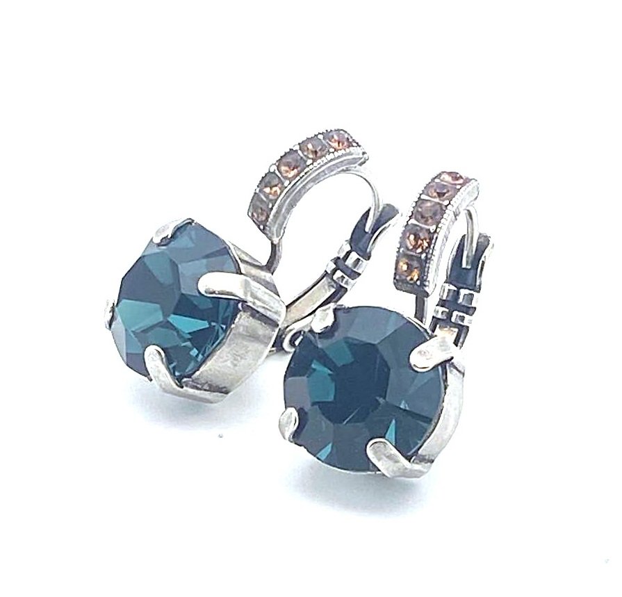 E-1056-2076-SP6 (2) Earrings By Mariana My Treasures Coll. Glamorous Montana & Smoked Topaz Swarovski Crystals - Image 1
