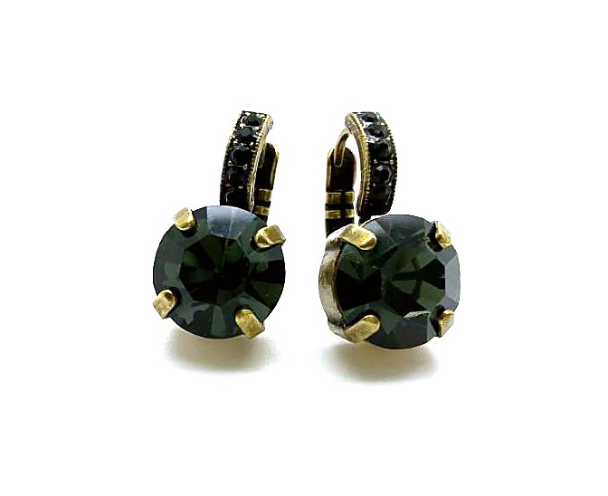 E-1056-242-AG6 (2) Mariana Earrings My Treasures Coll. Exquisitely Elegant Morion Austrian Crystals - Image 1