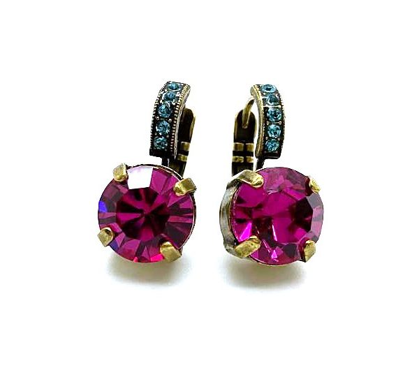 Mariana Earrings Sassy Fuchsia & Aquamarine Austrian Crystals Sorbet Sweet Summer Coll.