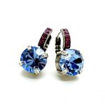 Mariana Earrings Shimmering Fuchsia & Aquamarine Austrian Crystals Sunrise Sweet Summer Coll.