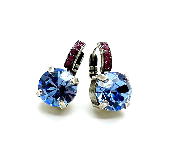 Mariana Earrings Shimmering Fuchsia & Aquamarine Austrian Crystals Sunrise Sweet Summer Coll.
