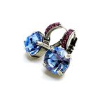 Mariana Earrings Shimmering Fuchsia & Aquamarine Austrian Crystals Sunrise Sweet Summer Coll. - Image 2