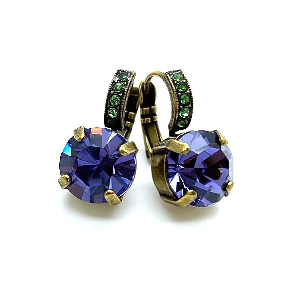 Mariana Earrings Flattering Tanzanite & Peridot Austrian Crystals Cuba Caribbean Life Coll.