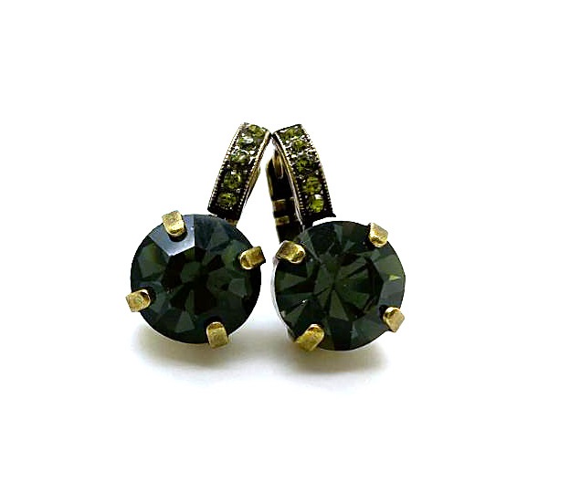 E-1056-901-AG6 (2) Earrings By Mariana Woman Gorgeous Olivine and Black Diamond Swarovski Crystals - Image 1