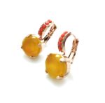 Mariana Earrings Orange & Yellow Opal Austrian Crystals Masai Africa Coll. - Image 2